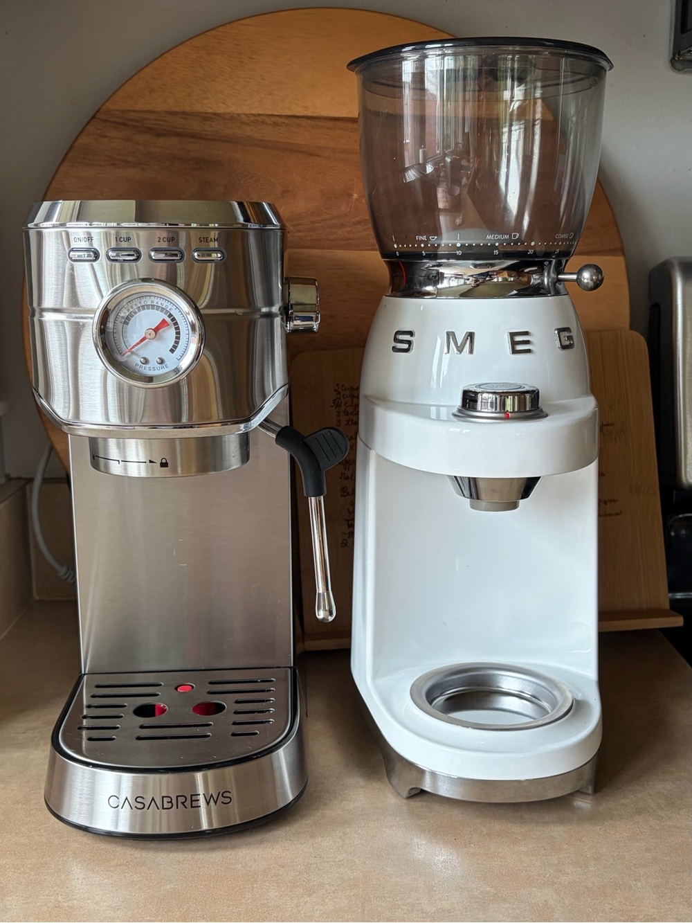 Smeg Coffee Grinder - casabrews espresso machine. With accessories